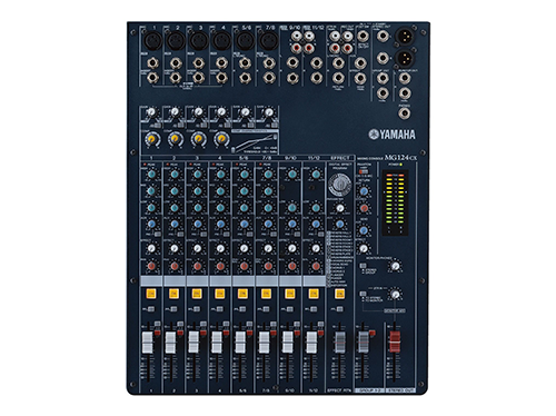 Photo produit de la console son MG124CX de la marque Yamaha. Photo sur fond blanc.