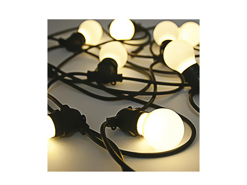 Pack Guirlande noire 20m - Ampoules blanc-chaud opaques