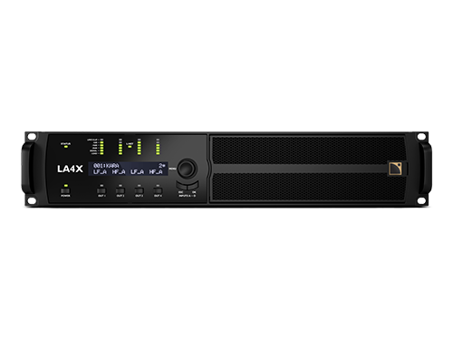 Image présentant l'amplificateur LA4X de la marque L-Acoustics. Image sur fond blanc.