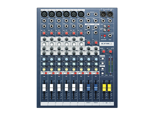 Photo produit de la console son EPM6 de la marque Soundcraft. Photo sur fond blanc.