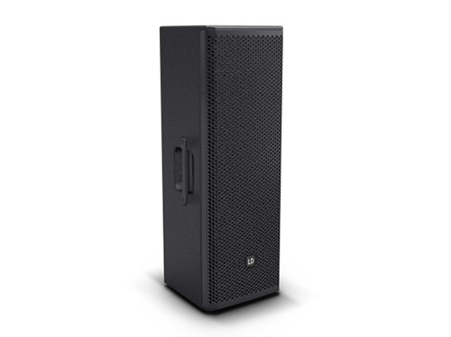 Image présentant l'enceinte noire STINGER 28AG3 de la marque LD SYSTEMS. Image sur fond blanc.